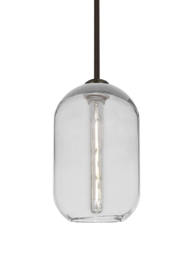 Besa, Omega 12 Stem Pendant, Clear, Bronze Finish, 1x5W LED Filament