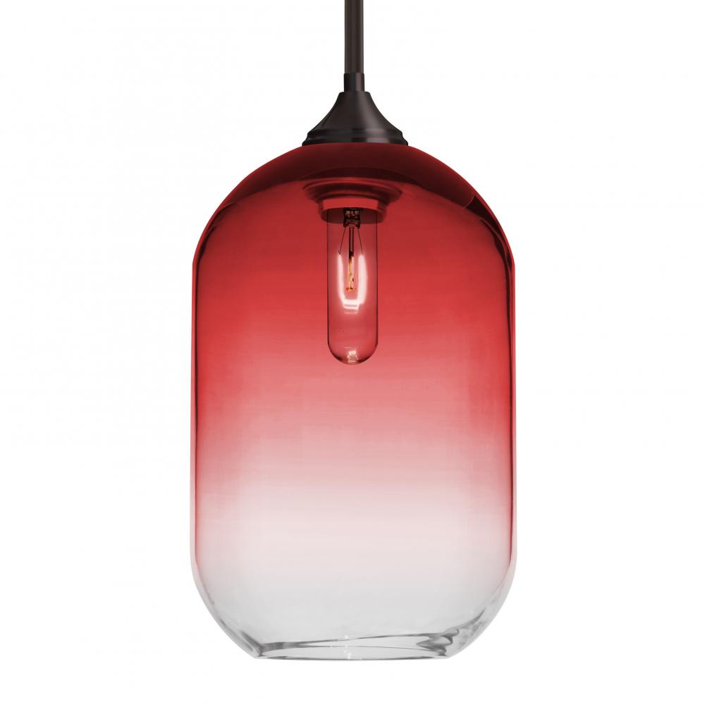 Besa, Omega 12 Stem Pendant, Red/Clear, Bronze Finish, 1x60W Medium Base, 15Ft. Cord