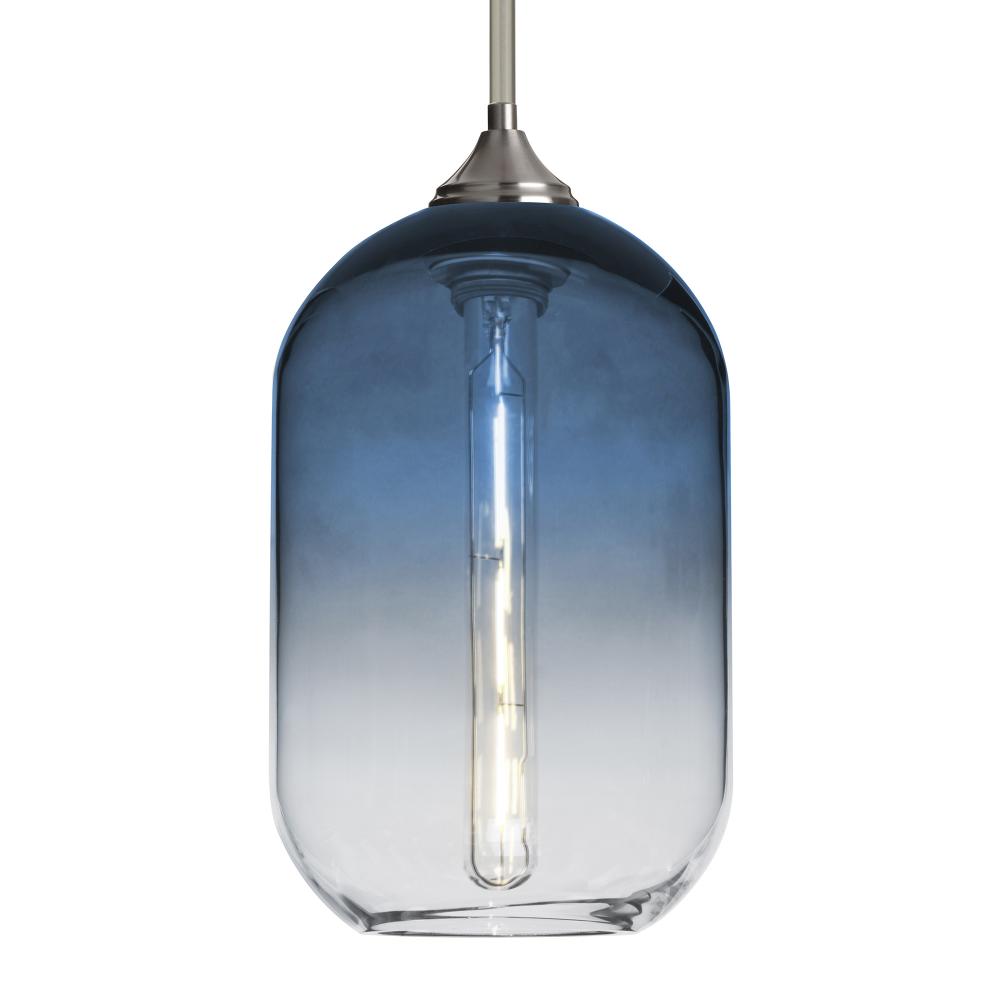 Besa, Omega 12 Stem Pendant, Steel/Clear, Satin Nickel Finish, 1x5W LED Filament, 15Ft. Cord