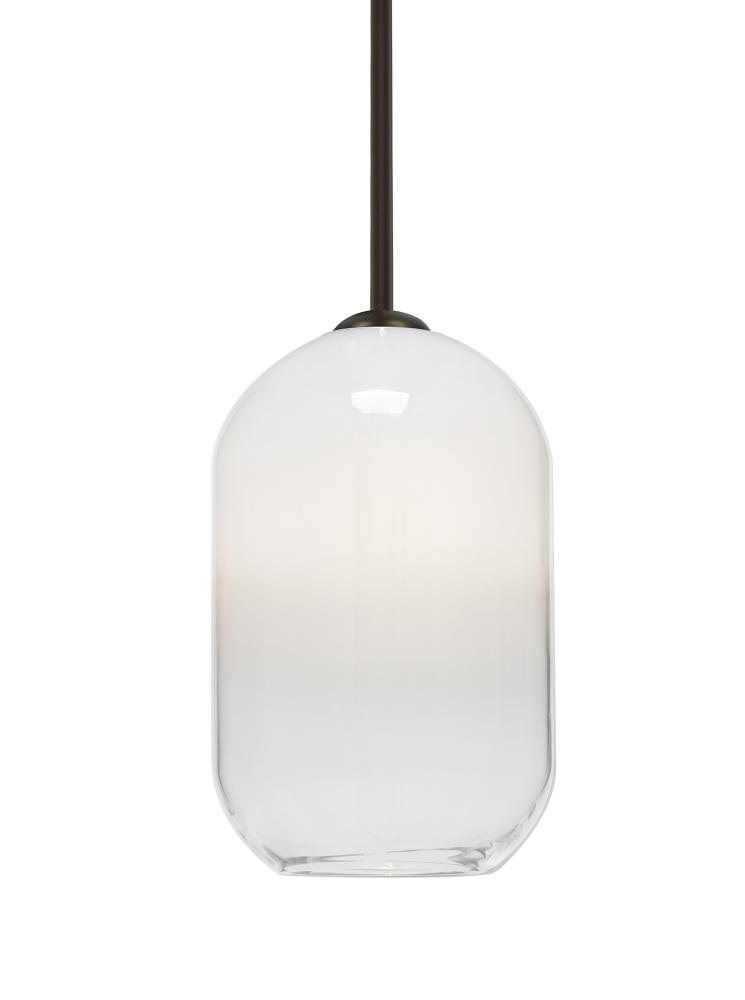 Besa, Omega 12 Stem Pendant, White/Clear, Bronze Finish, 1x60W Medium Base