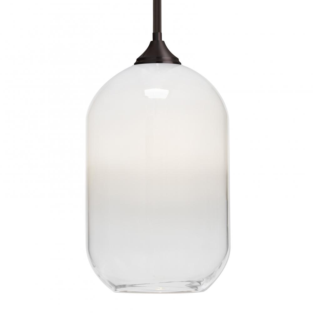 Besa, Omega 12 Stem Pendant, White/Clear, Bronze Finish, 1x60W Medium Base, 15Ft. Cord