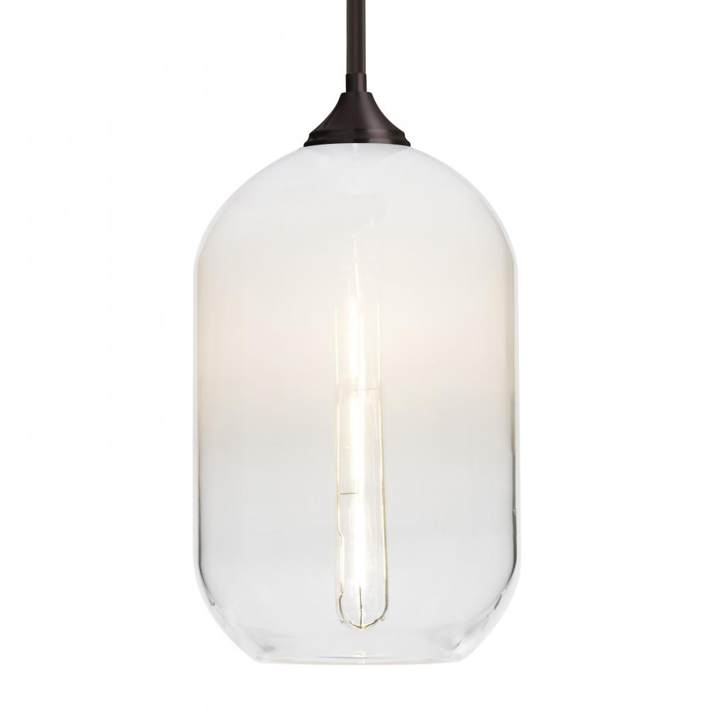 Besa, Omega 12 Stem Pendant, White/Clear, Bronze Finish, 1x5W LED Filament, 15Ft. Cord