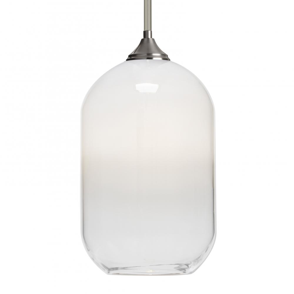 Besa, Omega 12 Stem Pendant, White/Clear, Satin Nickel Finish, 1x60W Medium Base, 15Ft. Cord