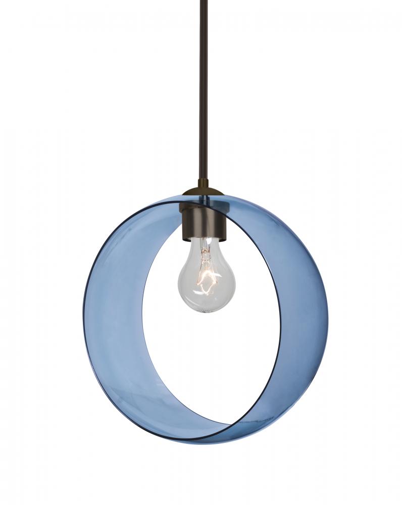 Besa, Plato Stem Pendant, Blue, Bronze Finish, 1x60W Medium Base, 15Ft. Cord