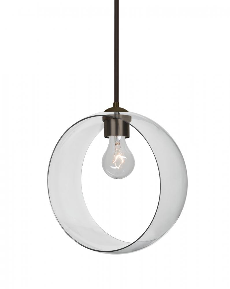 Besa, Plato Stem Pendant, Clear, Bronze Finish, 1x60W Medium Base, 15Ft. Cord