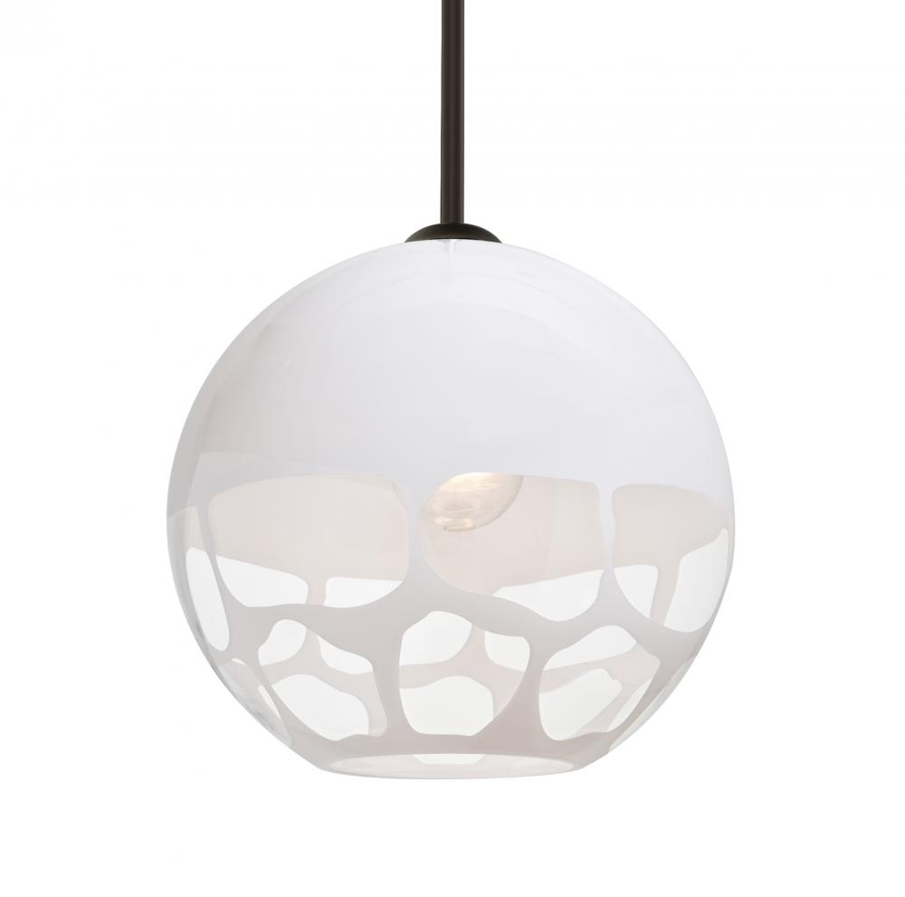 Besa, Rocky Stem Pendant, White, Bronze Finish, 1x60W Medium Base, 15Ft. Cord