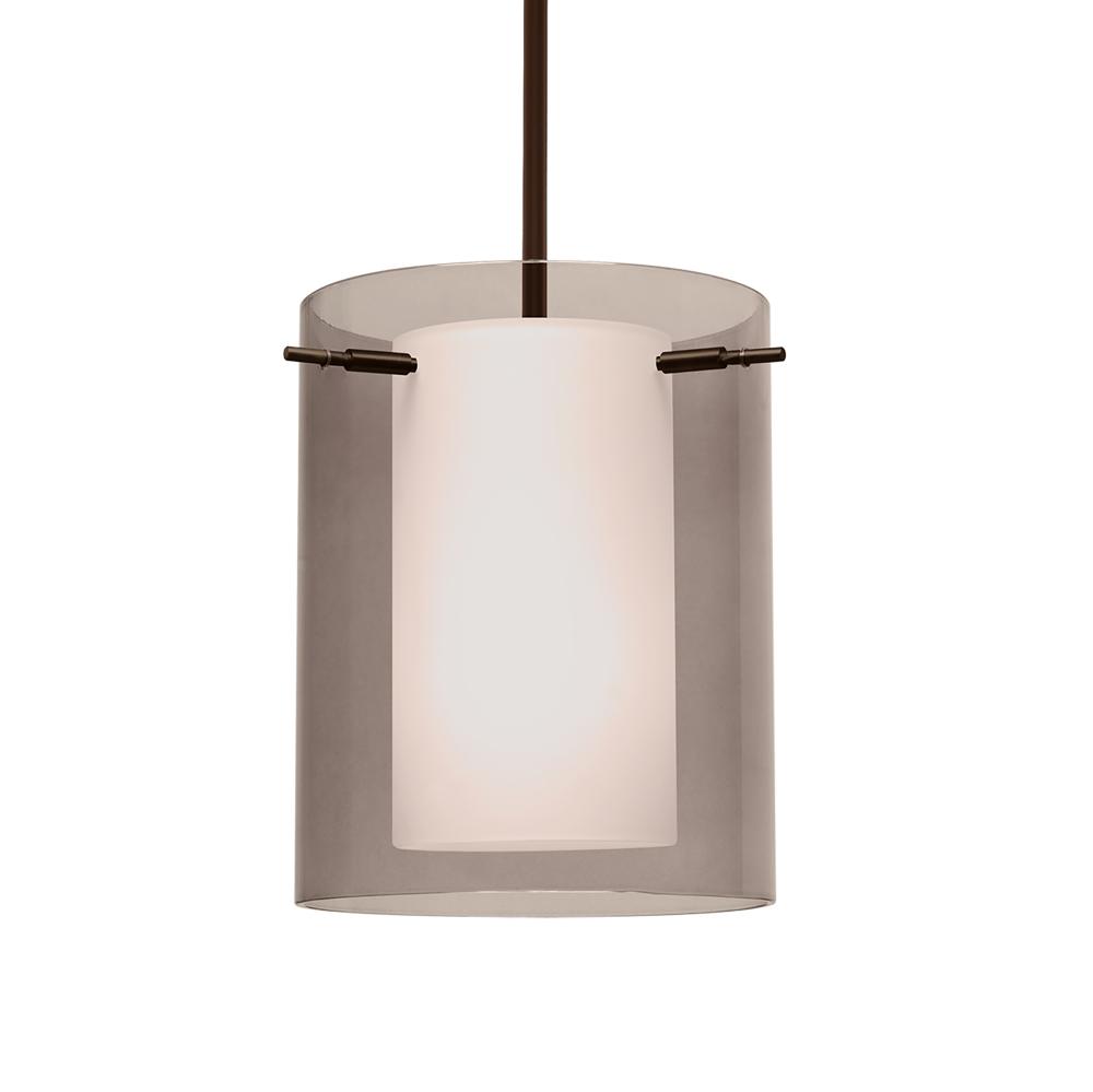 Besa Stem Pendant Pahu 8 Bronze Transparent Smoke/Opal 1x100W Medium Base, 15Ft. Cord