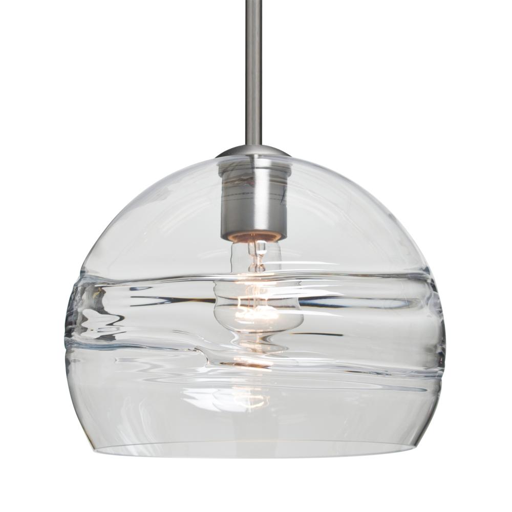 Besa Spirit 10 Pendant, Clear, Satin Nickel Finish, 1x60W Medium Base, 15Ft. Cord