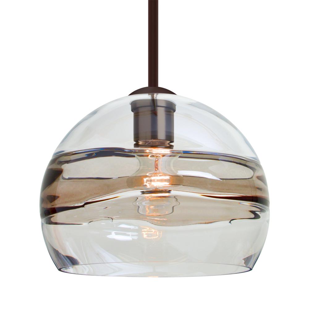 Besa Spirit 10 Pendant, Smoke/Clear, Bronze Finish, 1x60W Medium Base, 15Ft. Cord