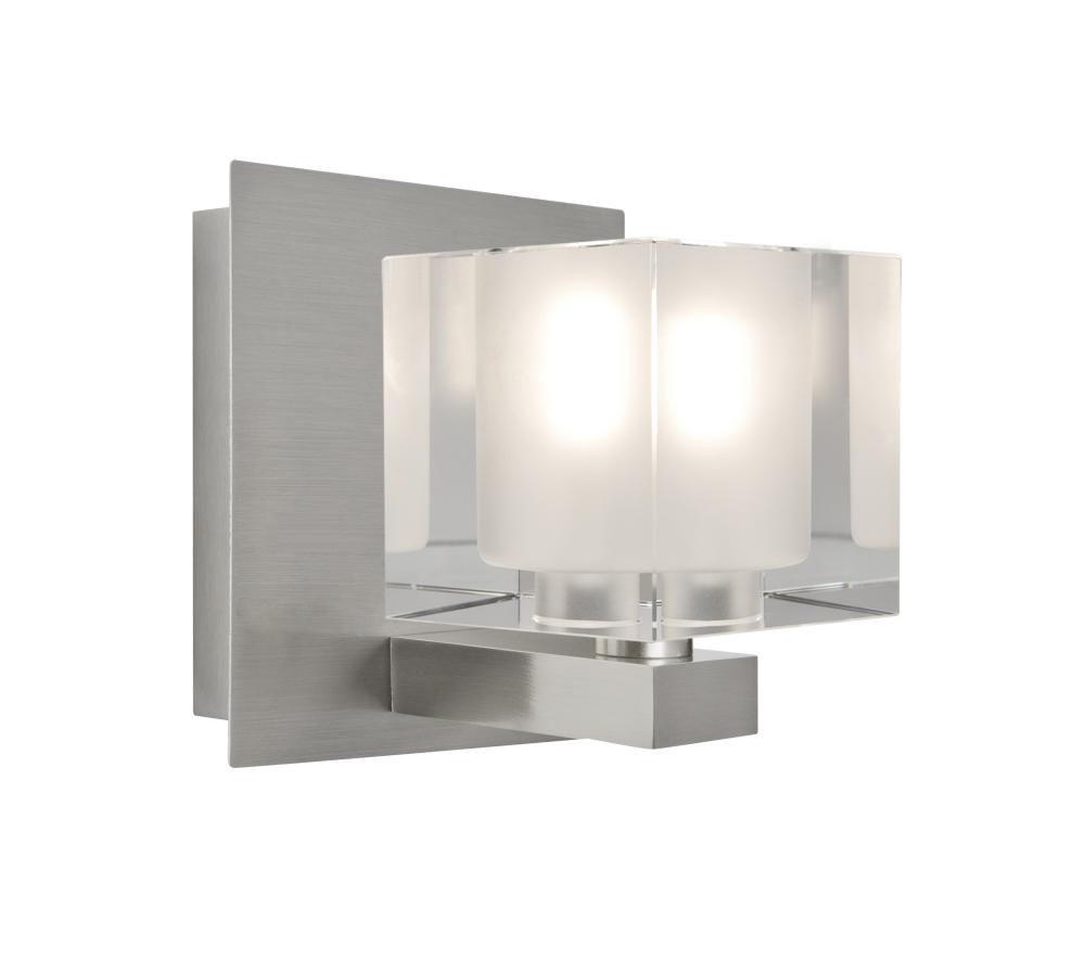 Besa, Bolo Vanity, Clear/Frost, Satin Nickel Finish, 1x5W LED