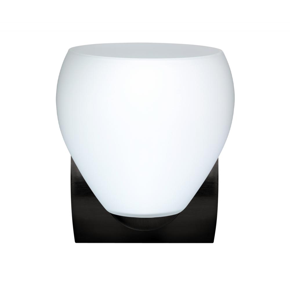 Besa, Bolla Mini Sconce, Opal Matte, Black Finish, 1x9W LED