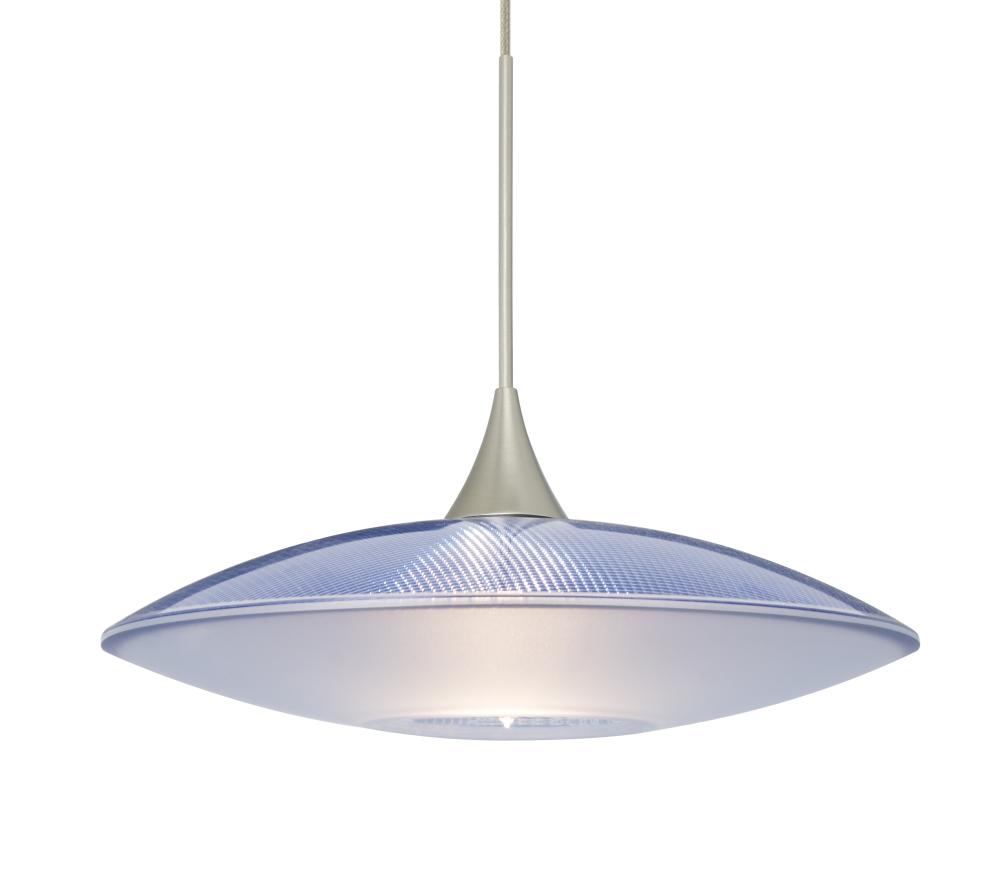 Besa Pendant Spazio Satin Nickel Blue/Frost 1x5W LED, 15Ft. Cord