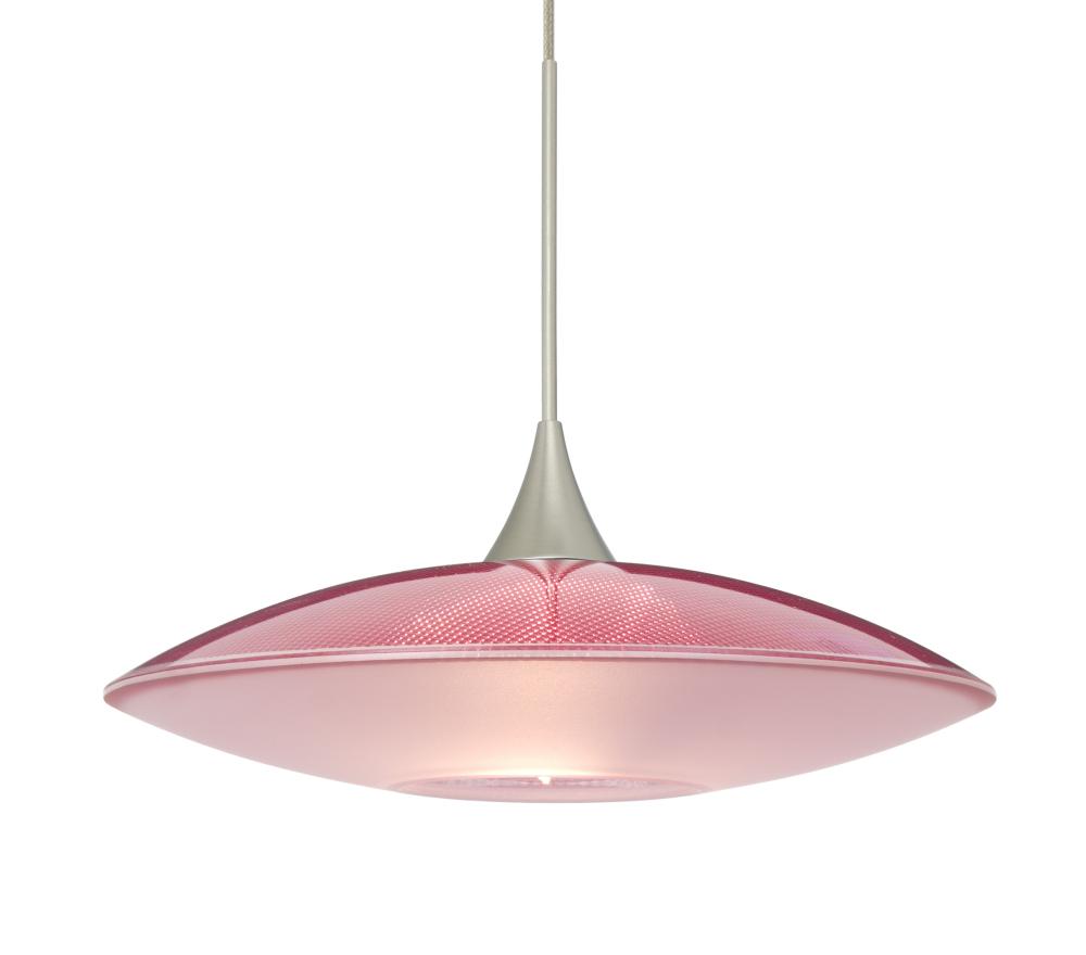 Besa Pendant Spazio Satin Nickel Red/Frost 1x50W MAX GY6.35 Base, 15Ft. Cord