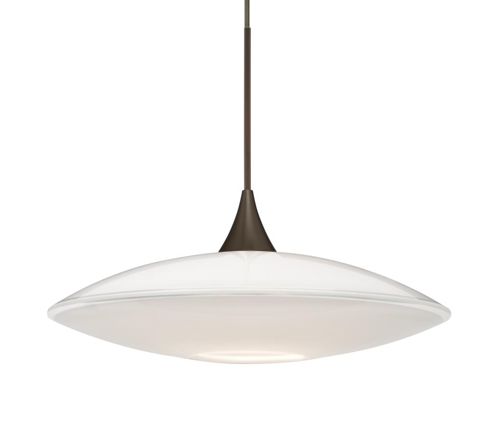 Besa Pendant Spazio Bronze Opal Glossy 1x50W MAX GY6.35 Base, 15Ft. Cord
