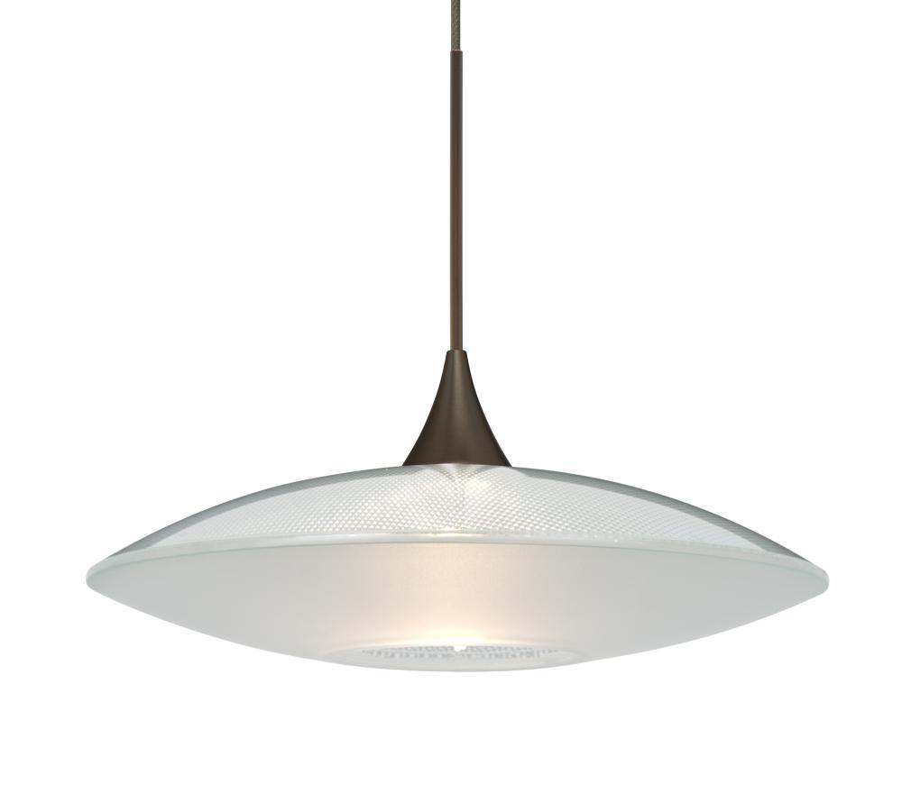 Besa Pendant Spazio Bronze Clear/Frost 1x5W LED, 15Ft. Cord