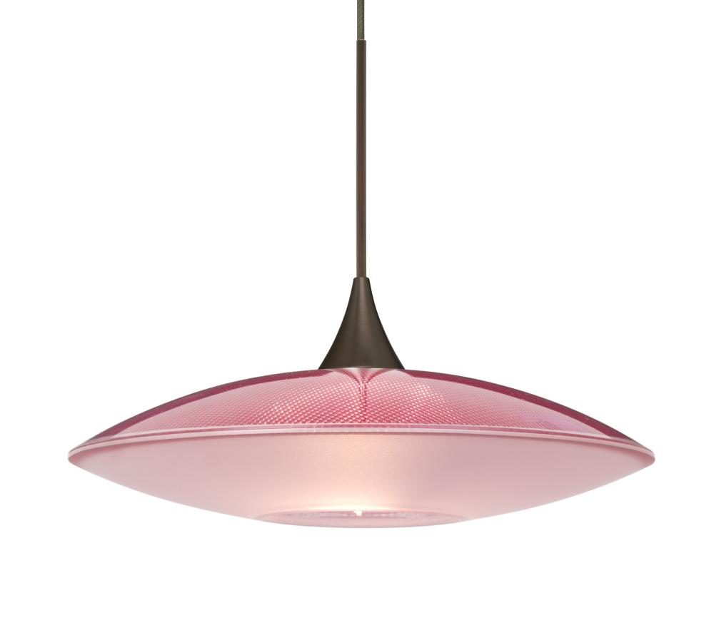 Besa Pendant Spazio Bronze Red/Frost 1x50W MAX GY6.35 Base, 15Ft. Cord