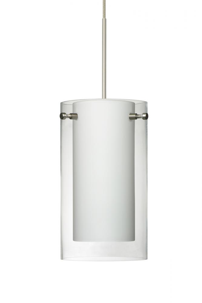Besa Pendant Pahu 4 Satin Nickel Clear/Opal 1x5W LED, 15Ft. Cord