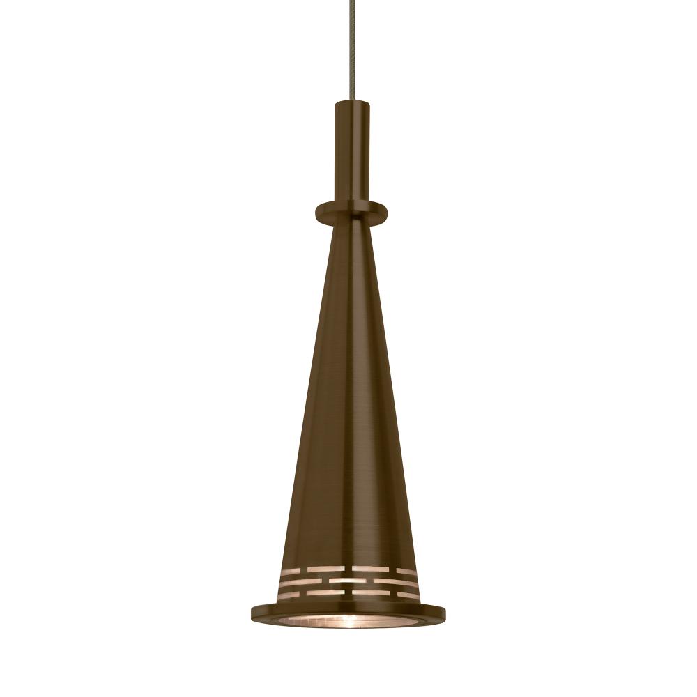 Besa, Prince Cord Pendant, Bronze Cone, Bronze Finish, 1x9W LED, 15Ft. Cord
