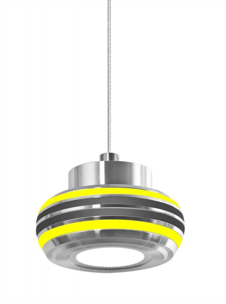 Besa, Flower Cord Pendant, Yellow/Black, Satin Nickel Finish, 1x6W LED