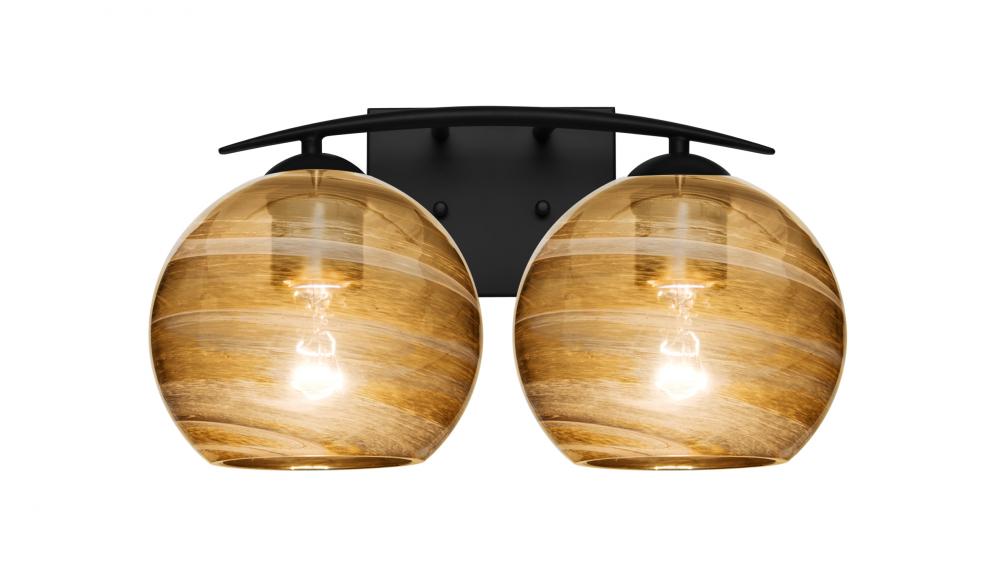 Besa, Jilly Vanity, Vapor Amber, Black Finish, 2x60W Medium Base