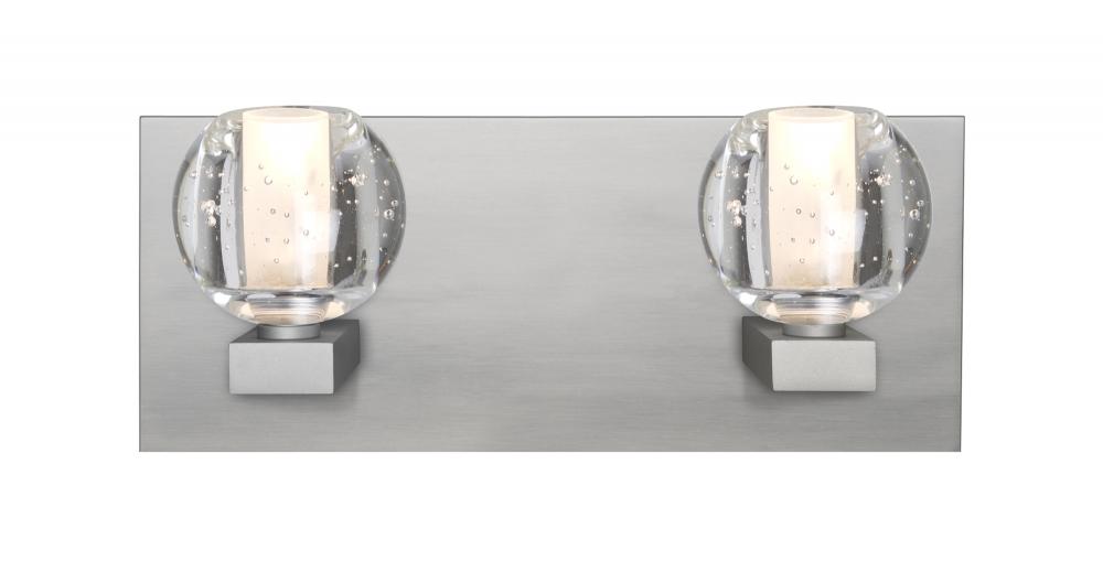 Besa, Boca Vanity, Clear Bubble, Satin Nickel Finish, 2x40W G9