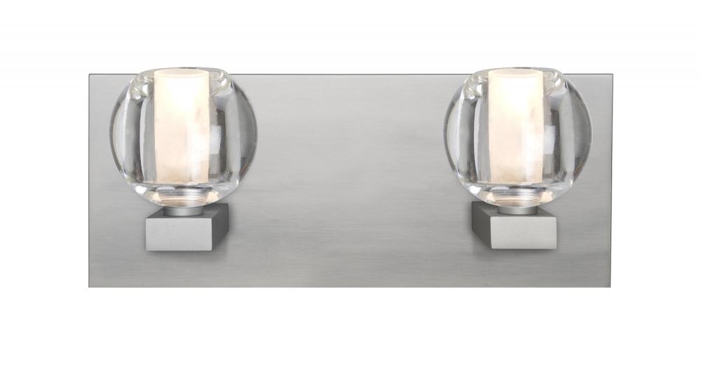 Besa, Boca Vanity, Clear, Satin Nickel Finish, 2x40W G9