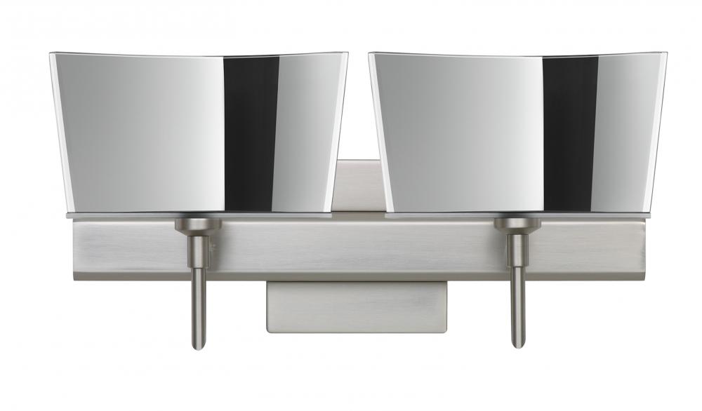 Besa Groove Wall With SQ Canopy 2SW Mirror-Frost Satin Nickel 2x5W LED