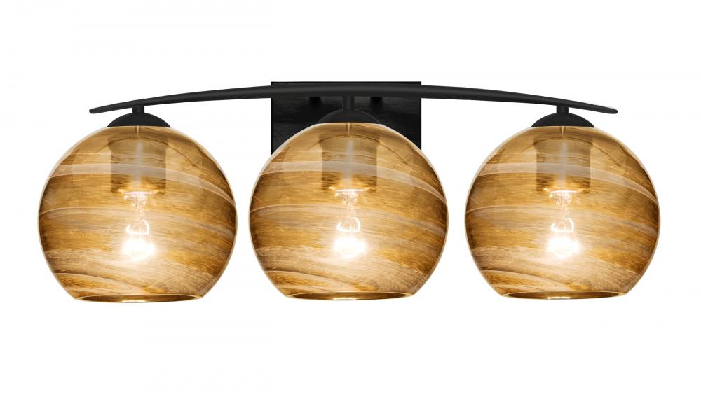 Besa, Jilly Vanity, Vapor Amber, Black Finish, 3x60W Medium Base