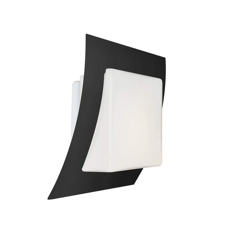 Besa, Axis 10 Sconce, Opal/Black, 1x9W LED