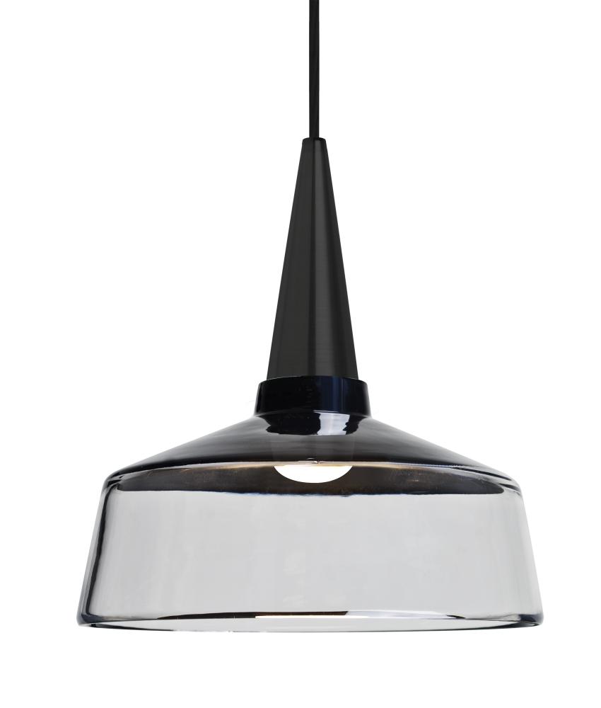 Besa, Baron 10 Cord Pendant for Mulitport Canopy, Black/Clear, Black Finish, 1x9W LED, 15ft.