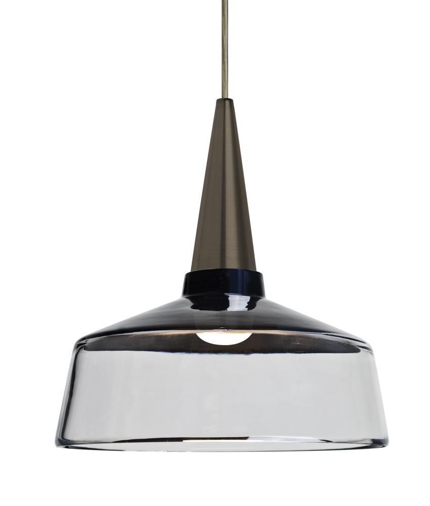 Besa, Baron 10 Cord Pendant for Mulitport Canopy, Black/Clear, Bronze Finish, 1x9W LED, 15ft.
