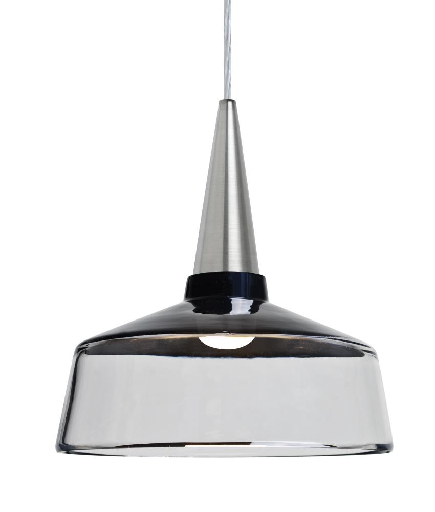 Besa, Baron 10 Cord Pendant for Mulitport Canopy, Black/Clear, Satin Nickel Finish, 1x9W LED, 15ft.