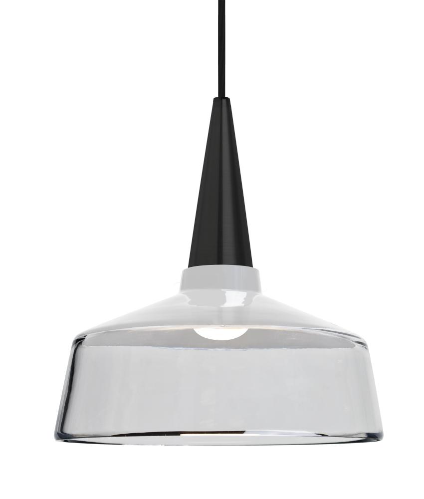 Besa, Baron 10 Cord Pendant for Mulitport Canopy, White/Clear, Black Finish, 1x9W LED, 15ft.