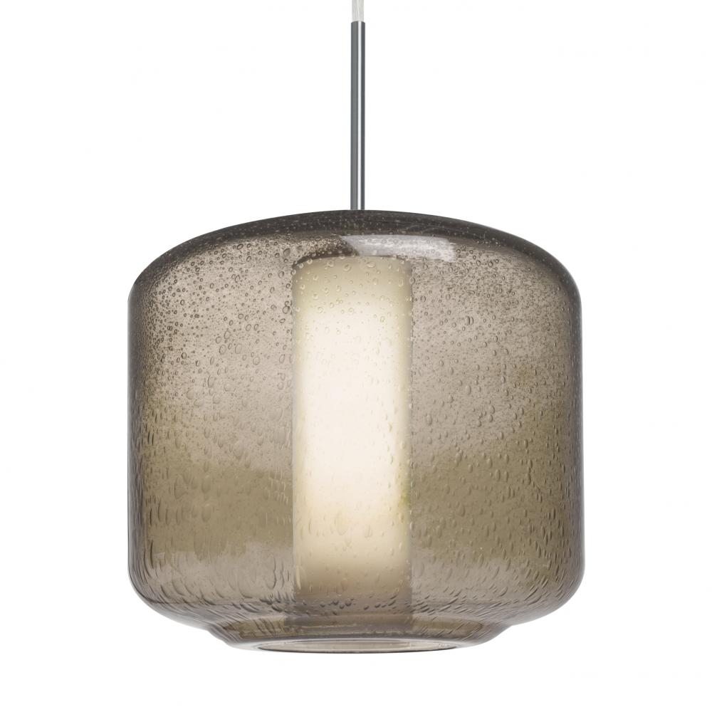 Besa Niles 10 Pendant For Multiport Canopy, Smoke Bubble/Opal, Satin Nickel Finish, 1x5W LED, 15ft.