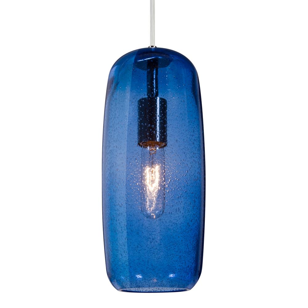 Besa, Pinot 13 Cord Pendant for Mulitport Canopy, Blue Bubble, Satin Nickel FInish 1x