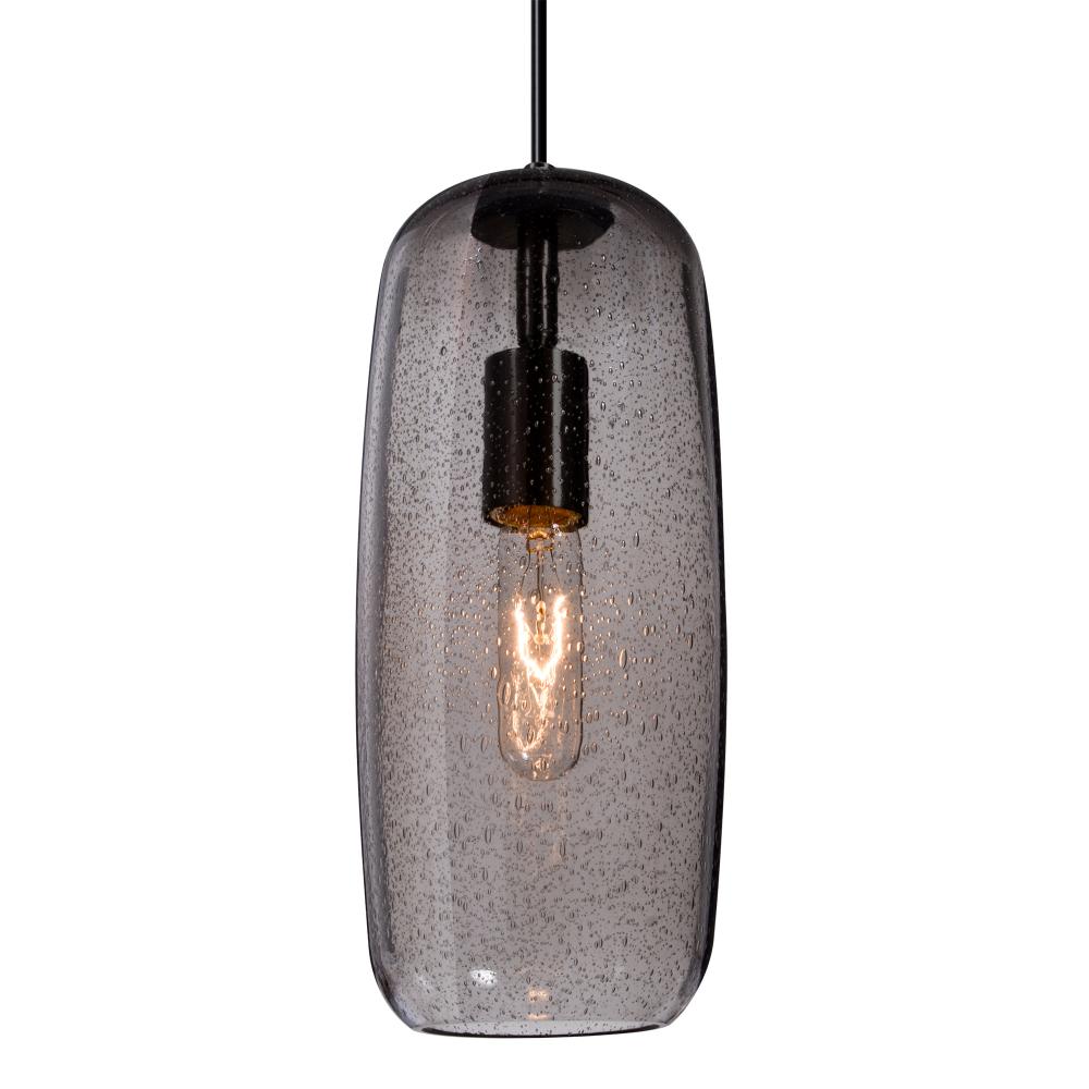 Besa, Pinot 13 Cord Pendant for Mulitport Canopy, Smoke Bubble, Black FInish 1x60W In