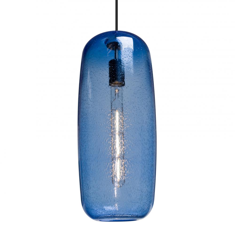 Besa, Pinot 18 Cord Pendant for Mulitport Canopy, Blue Bubble, Black FInish 1x60W Inc