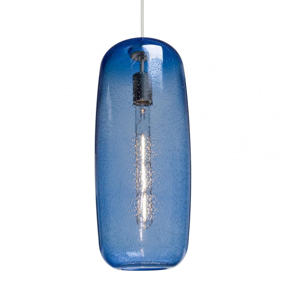 Besa, Pinot 18 Cord Pendant for Mulitport Canopy, Blue Bubble, Satin Nickel FInish 1x