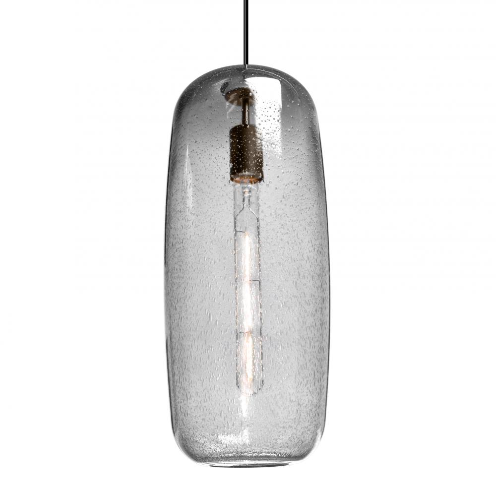 Besa, Pinot 18 Cord Pendant for Mulitport Canopy, Clear Bubble, Black FInish 1x60W In