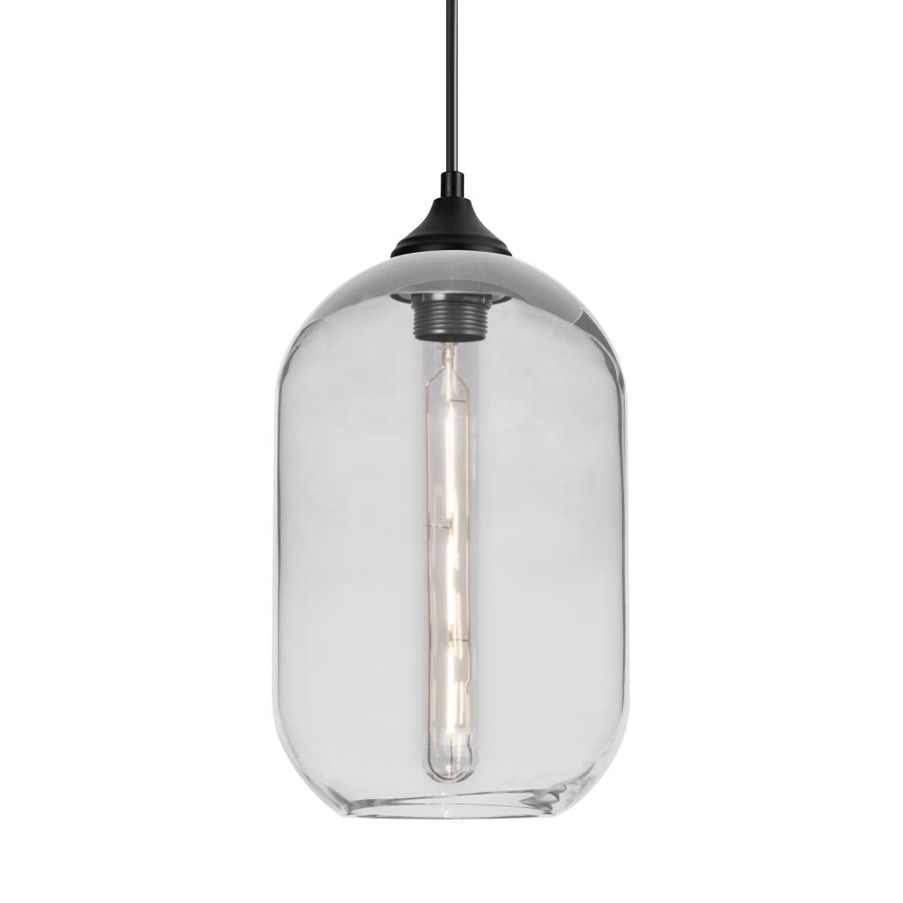 Besa, Omega 12 Outdoor Pendant, Clear, Black Finish, 1x5W LED Filament