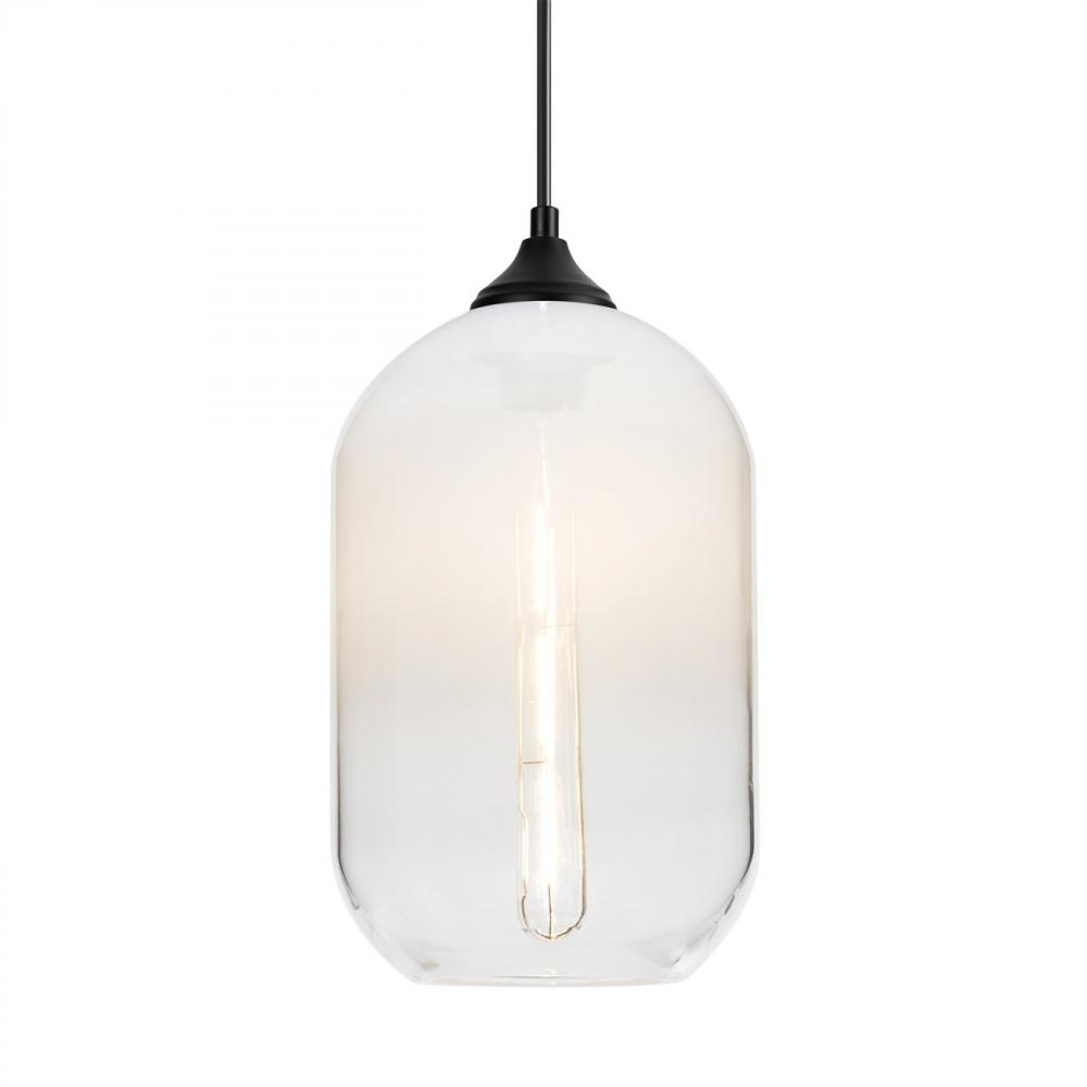 Besa, Omega 12 Outdoor Pendant, White/Clear, Black Finish, 1x5W LED Filament