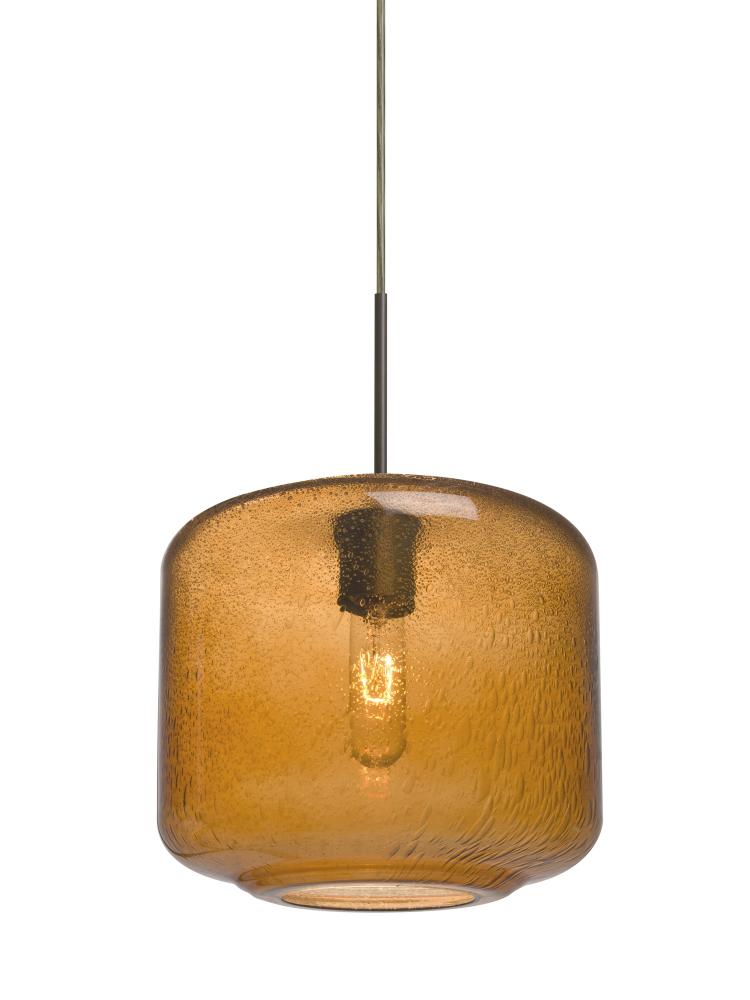 Besa Niles 10 Pendant For Multiport Canopy, Amber Bubble, Bronze Finish, 1x60W Medium