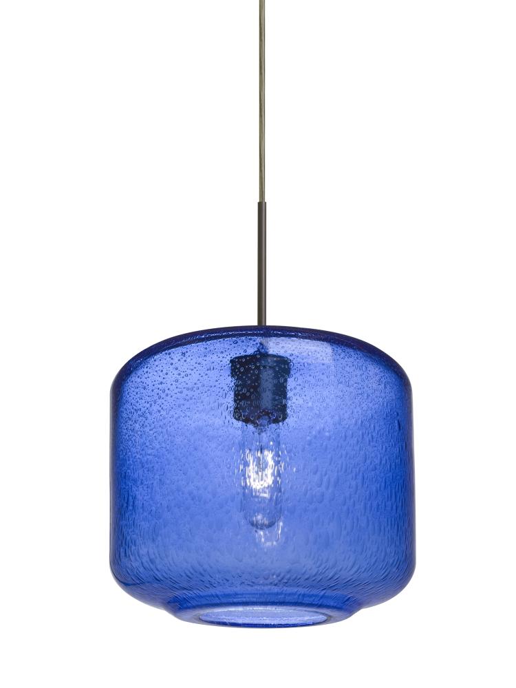 Besa Niles 10 Pendant For Multiport Canopy, Blue Bubble, Bronze Finish, 1x60W Medium