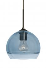 Besa Lighting 1JC-ALLY8BL-BR - Besa, Ally 8 Cord Pendant, Coral Blue/Clear, Bronze Finish, 1x60W Medium Base