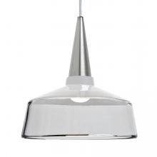 Besa Lighting 1JC-BARON10WH-LED-SN-L - Besa, Baron 10 Cord Pendant, White/Clear, Satin Nickel Finish, 1x9W LED, 15Ft. Option