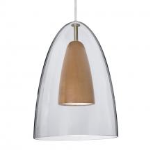 Besa Lighting 1JC-DANOCLMD-LED-SN-L - Besa, Dano Cord Pendant, Clear/Medium, Satin Nickel Finish, 1x9W LED, 15Ft. Cord