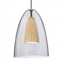 Besa Lighting 1JC-DANOCLNA-LED-BR-L - Besa, Dano Cord Pendant, Clear/Natural, Bronze Finish, 1x9W LED, 15Ft. Cord