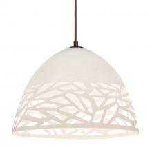 Besa Lighting 1JC-KIEVWH-LED-BR-L - Besa Kiev Pendant, White, Bronze Finish, 1x9W LED, 15Ft. Cord