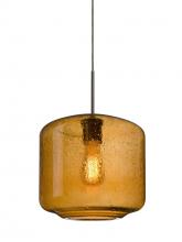 Besa Lighting 1JC-NILES10AM-EDIL-BR-L - Besa Niles 10 Pendant, Amber Bubble, Bronze Finish, 1x4W LED Filament, 15Ft. Cord