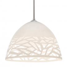 Besa Lighting 1JT-KIEVWH-SN-L - Besa Kiev Pendant, White, Satin Nickel Finish, 1x60W Medium Base, 15Ft. Cord